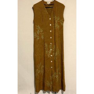 Vintage Rayon Ruby’s Moods Resort Wear Sleeveless button Up Maxi Dress Med/Large